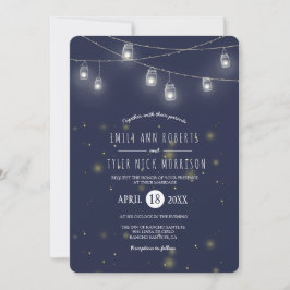 Rustikale Streicher von Mason Jars Fireflies Hochz Einladung