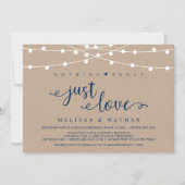 Rustikale Streichlichter, Kraft Navy Blue, Eloptio Einladung (Vorderseite)