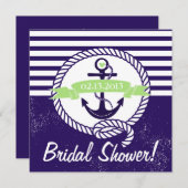 Rustikale Streifen Nautical Bridal Dusche Einladun Einladung (Vorne/Hinten)