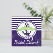 Rustikale Streifen Nautical Bridal Dusche Einladun Einladung (Stehend Vorderseite)