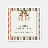 Rustikale Streifen Personalisiert Frohe Weihnachte Serviette (Vorderseite)