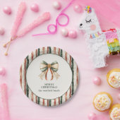 Rustikale Streifen Personalisiertes Frohes Weihnac Pappteller (Party)