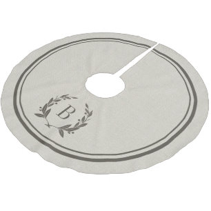 Rustikale Streifen und Kleider-Monogramm-Baumrock Polyester Weihnachtsbaumdecke