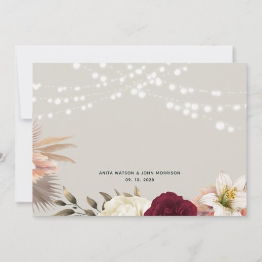 Rustikale String-Leuchten Save the Date (Rückseite)