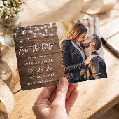 Rustikale String-Leuchten Save the Date Magnetkart Magnetkarte