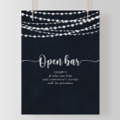 Rustikale String-Lichter Hochzeitung Open Bar Sign Poster