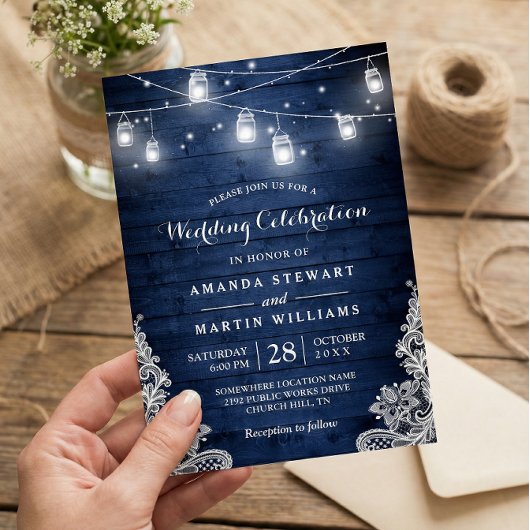 Rustikale String-Lichter in Mitternachtsblau für H Einladung