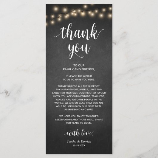 Rustikale String-Lichter, Platzierung Dankeschön K Programm (Vorderseite)