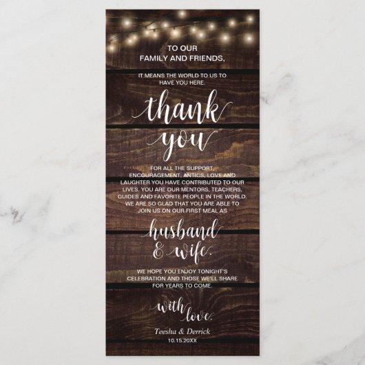 Rustikale String-Lichter, Platzierung Dankeschön K Programm (Vorderseite)