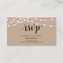 Rustikale String-Lichter, schwarzes Script, Hochze Begleitkarte