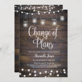 Rustikale String Lights Änderung der Pläne Ankündi Einladung (Vorne/Hinten)
