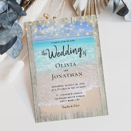 Rustikale String Lights Beach Hochzeit in Urlaubso Einladung