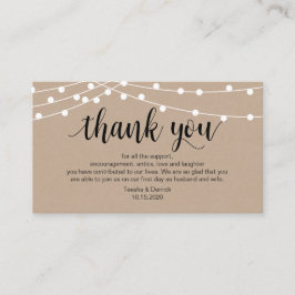 Rustikale String Lights, Black, Wedding Danke Begleitkarte