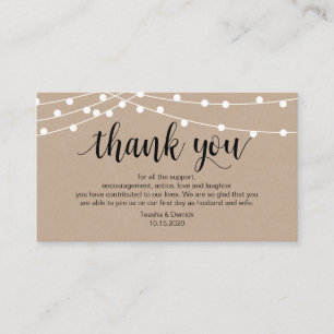 Rustikale String Lights, Black, Wedding Danke Begleitkarte