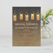 Rustikale String Lights Bridal Dusche Einladungen (Stehend Vorderseite)