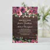 Rustikale String Lights Burgund Floral Probe Einladung (Stehend Vorderseite)