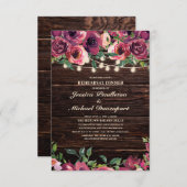 Rustikale String Lights Burgund Floral Probe Einladung (Vorne/Hinten)