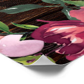 Rustikale String Lights Burgund Pink Floral Weddin Poster (Ecke)