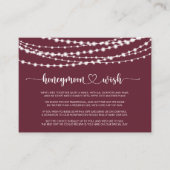 Rustikale String Lights Burgundy Honeymoon Wish Begleitkarte (Vorderseite)