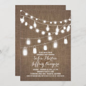 Rustikale String Lights Burlap Engagement Party Einladung (Vorne/Hinten)