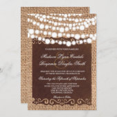 Rustikale String Lights Burlap Wedding Einladungen (Vorne/Hinten)