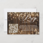 Rustikale String Lights Floral QR Code Wedding RSV RSVP Karte (Vorderseite)