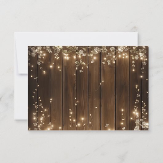 Rustikale String Lights Floral QR Code Wedding RSV RSVP Karte (Rückseite)