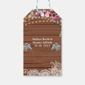 Rustikale String Lights Gipskraut Hochzeit Geschenkanhänger (Rückseite)