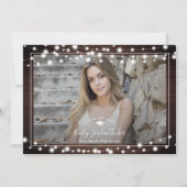 Rustikale String Lights Grad Cap Foto Abschluss An Ankündigung (Vorderseite)