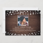 Rustikale String Lights Grad Cap Foto Abschluss An Ankündigung (Rückseite)