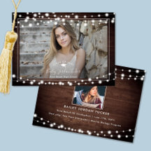 Rustikale String Lights Grad Cap Foto Abschluss An