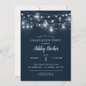 Rustikale String Lights Graduation Party GRILLEN Einladung (Vorderseite)