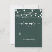 Rustikale String Lights Green Calligraphy UAWG RSVP Karte (Vorderseite)