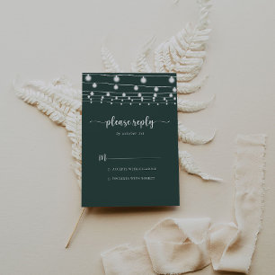 Rustikale String Lights Green Calligraphy UAWG RSVP Karte