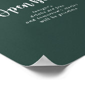 Rustikale String lights Green Wedding Open Bar Poster (Ecke)