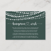 Rustikale String Lights Grüne Flitterwochen wünsch Begleitkarte (Vorderseite)