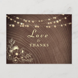 Rustikale String Lights Hochzeit Danke Karte