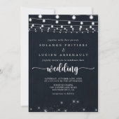Rustikale String Lights Hochzeit Einladung (Vorderseite)