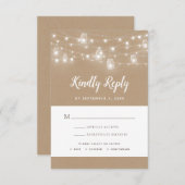 Rustikale String Lights Hochzeit RSVP Karte (Vorne/Hinten)