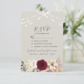 Rustikale String Lights Hochzeit RSVP-Karte RSVP Karte (Stehend Vorderseite)