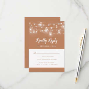 Rustikale String Lights Hochzeit RSVP-Karte RSVP Karte