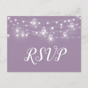 Rustikale String Lights Hochzeit RSVP Postcard Einladungspostkarte