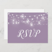 Rustikale String Lights Hochzeit RSVP Postcard Einladungspostkarte (Vorne/Hinten)