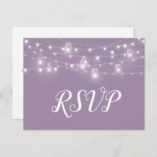 Rustikale String Lights Hochzeit RSVP Postcard Einladungspostkarte (Vorne/Hinten)