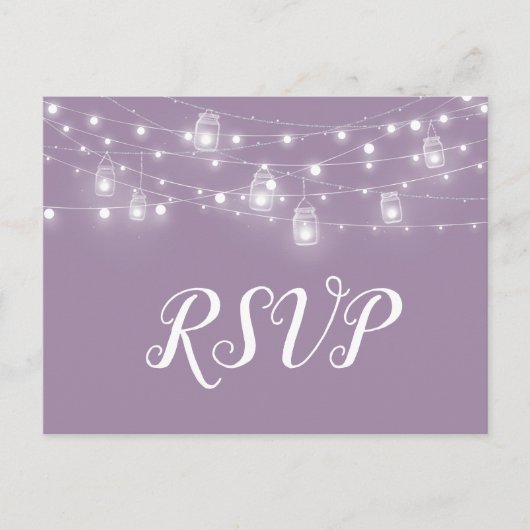 Rustikale String Lights Hochzeit RSVP Postcard Einladungspostkarte (Vorderseite)