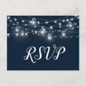 Rustikale String Lights Hochzeit RSVP Postcard Einladungspostkarte (Vorderseite)