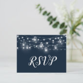 Rustikale String Lights Hochzeit RSVP Postcard Einladungspostkarte (Stehend Vorderseite)