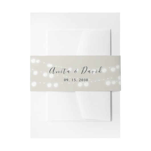Rustikale String Lights Hochzeitband Einladungsbanderole (Vorderseite Beispiel)