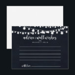 Rustikale String Lights Hochzeitberatungskarte Postkarte<br><div class="desc">Diese rustikale Saitenleuchter-Hochzeitsratenkarte ist ideal für eine moderne Hochzeit. Das Design zeichnet sich durch schöne handbemalte Saitenleuchten in dunkelblauem Hintergrund aus. Diese Karten sind ideal für Hochzeiten,  Brautparty,  Babydusche,  Graduiertenfest u.v.m. Personalisieren Sie die Karten mit den Namen der Braut und Bräutigam,  den Eltern,  die Sie werden oder Absolvent.</div>