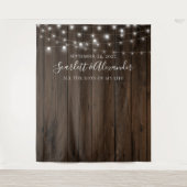 Rustikale String-Lights-Hochzeitskugel Wandteppich (Vorderseite)